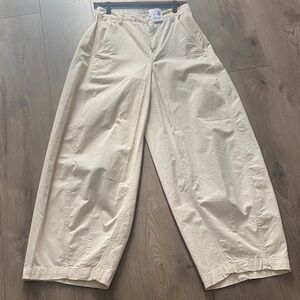 Free People Cream Wide-Leg Chinos